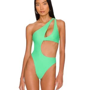 Camila Coelho Green One-Shoulder Cutout One Piece